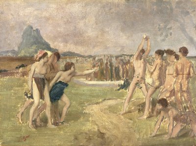 Study for The Young Spartans Exercising, c.1860-61 (olej na papierze zamontowany na panelu) (patrz 3354) autorstwa Edgar Degas