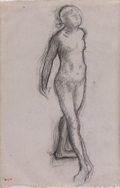 Studium nagiej tancerki, ok. 1878-79 (węgiel i czarny marker na papierze) autorstwa Edgar Degas