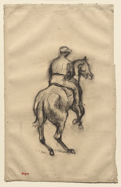 Dżokej, ok. 1885-1900 (węgiel na papierze) autorstwa Edgar Degas