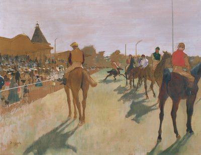 Parada, czyli konie wyścigowe przed trybunami, ok. 1866-68 (olej na papierze) autorstwa Edgar Degas