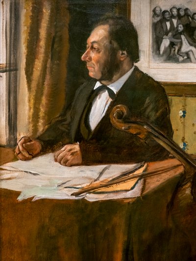 Wiolonczelista Louis-Marie Pilet (detal). Około 1868-1869. Olej na płótnie. autorstwa Edgar Degas