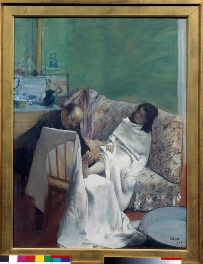 Pedicure Lekarz bada stopy młodej kobiety. Obraz Edgara Degasa (1834-1917). 1873. wym. 0,61 x 0,46 m. Paryż, Muzeum Orsay autorstwa Edgar Degas