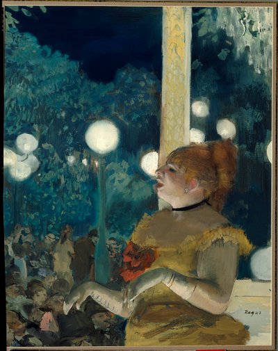 Pieśń psa (Emma Valladon zwana Teresą (1837-1913) na koncercie w kawiarni) Obraz Edgara Degasa (1834-1917), gwasz i pastel, 57,5 cm x 45 cm autorstwa Edgar Degas