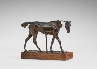 Chodzenie konia pełnej krwi angielskiej, brak części szyi, początek lat 70. XIX wieku. autorstwa Edgar Degas