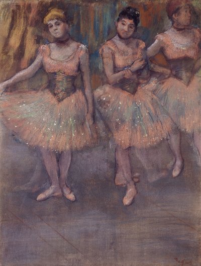 Trzech tancerzy przed treningiem, ok.1880 autorstwa Edgar Degas