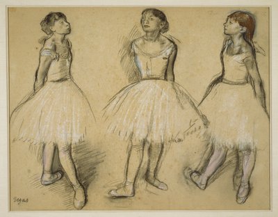 Trzy studia tancerza w czwartej pozycji autorstwa Edgar Degas