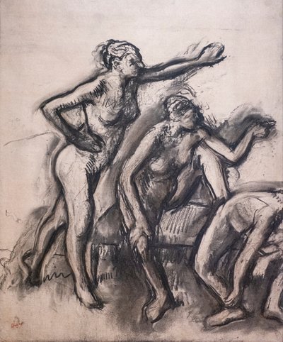 Trzy nagie tancerki. Około 1903. Węgiel na kalce technicznej. autorstwa Edgar Degas