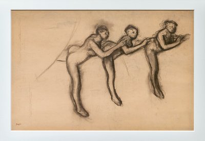 Trzy nagie tancerki w arabesce. Około 1892-1895. Węgiel na klejach papierowych na tekturze. autorstwa Edgar Degas