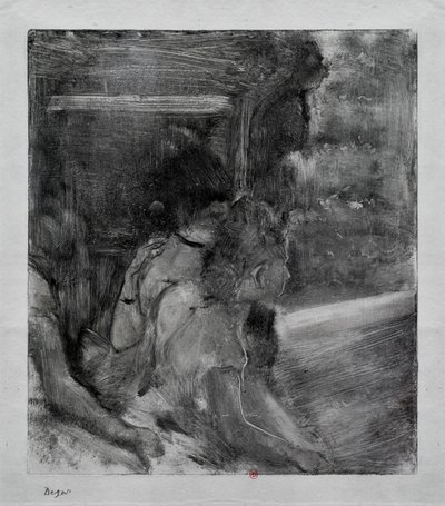 Do teatru. Około 1878. Monotype ma czarny tusz z Chin. autorstwa Edgar Degas