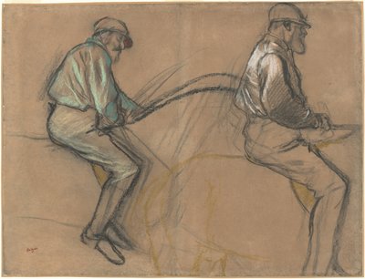 Dwa studia dżokeja, ok. 1884 (kreda, węgiel i pastel na brązowym papierze czerpanym) autorstwa Edgar Degas