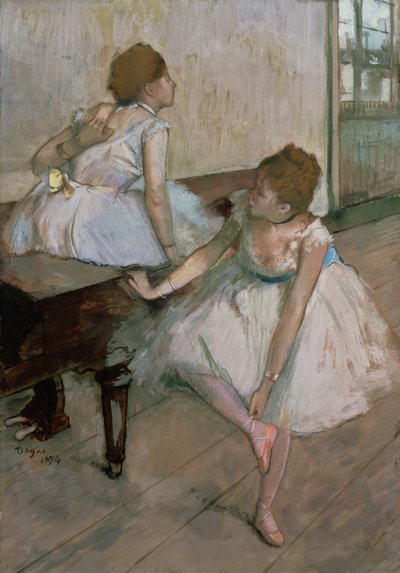 Dwóch tancerzy odpoczywających, 1874 autorstwa Edgar Degas