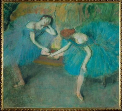 Dwóch tancerzy odpoczywających lub Dwóch tancerzy w blu (pastel) autorstwa Edgar Degas