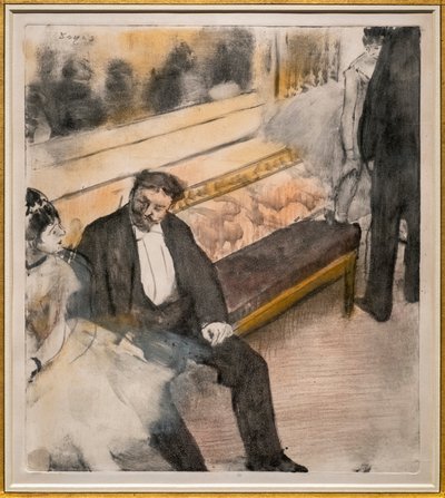 Dwóch mężczyzn i dwóch tancerzy. Około 1876-1877. Pastel na monotypie. autorstwa Edgar Degas