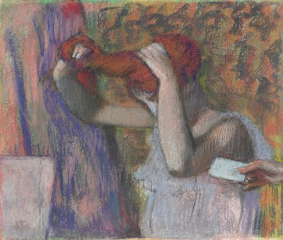 Kobieta Projektuje Jej Włosy, List; Kobieta czesząca, list, ok. 1888-1892 autorstwa Edgar Degas