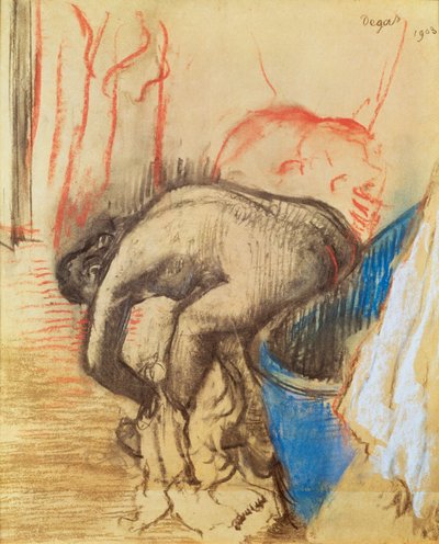Kobieta susząca lewą nogę autorstwa Edgar Degas