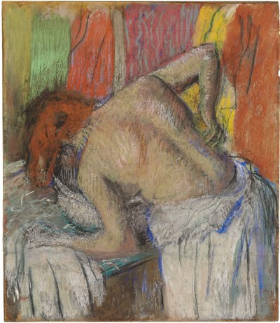 Kobieta myjąca plecy, ok. 1895 (pastel na łączonym papierze kładziony na pokładzie) autorstwa Edgar Degas