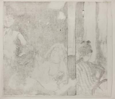 Kobiety przed kawiarnią, wieczór, ok. 1877 r. (monotypia pokrewna na papierze tkanym w kolorze kości słoniowej) autorstwa Edgar Degas