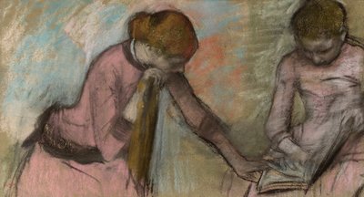 Młode dziewczyny patrzące na album; Młode dziewczyny oglądające album, ok. 1884 r. autorstwa Edgar Degas