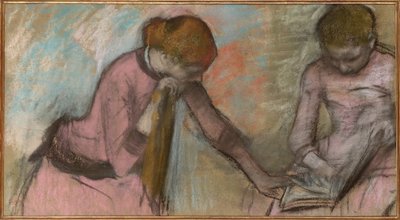 Młode dziewczyny oglądające album, ok. 1884 (pastel na papierze ułożony na kartonie) autorstwa Edgar Degas