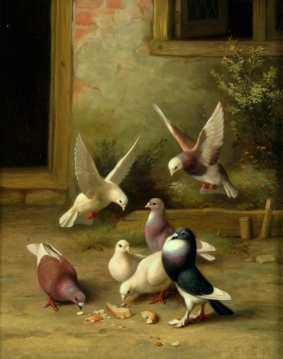 Karmienie gołębi autorstwa Edgar Hunt
