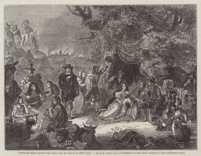 Highgate Fields podczas Wielkiego Pożaru Londynu, w 1666 r. autorstwa Edgar Melville Ward