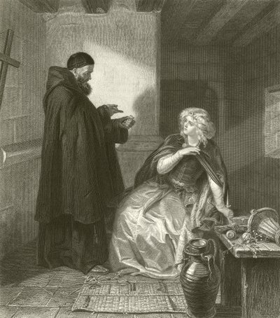 Julia w celi brata Wawrzyńca (rycina) autorstwa Edgar Melville Ward