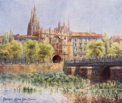 Północna Hiszpania: Burgos, Arco Sta Maria (kolor lito) autorstwa Edgar T. A. Wigram