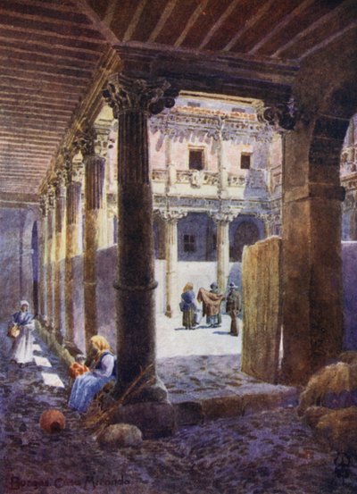 Północna Hiszpania: Burgos, Patio Casa de Miranda (kolor lito) autorstwa Edgar T. A. Wigram