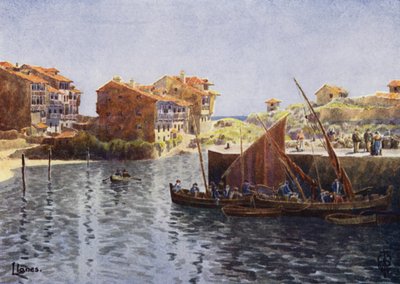 Północna Hiszpania: Llanes, Port (kolor lito) autorstwa Edgar T. A. Wigram