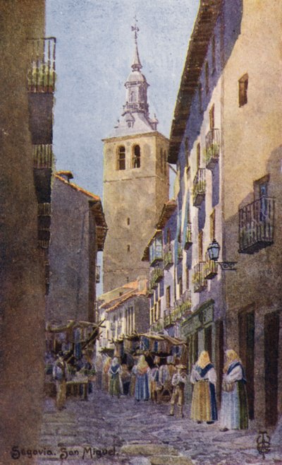Północna Hiszpania: Segowia, kościół San Miguel (kolor lito) autorstwa Edgar T. A. Wigram