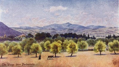 Północna Hiszpania: Vierzo, Z Ponferrada, patrząc w kierunku przełęczy Piedrafita (kolor lito) autorstwa Edgar T. A. Wigram
