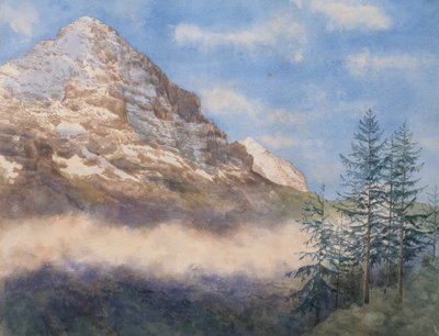 Eiger i Schneehorn (akwarela z gwaszem na papierze) autorstwa Edith A. Paine