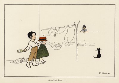 Cruel Lads I (litografia kolorowa) autorstwa Edith Farmiloe