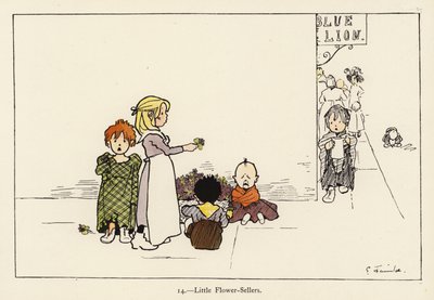Little Flower-Sellers (kolor litho) autorstwa Edith Farmiloe