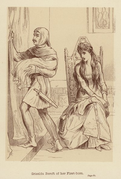 Griselda pozbawiona pierworodnego (litografia) autorstwa Edith Scannell