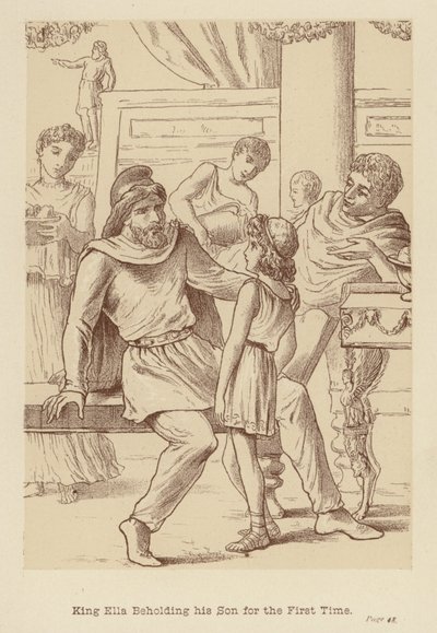 Król Ella po raz pierwszy widzi swojego syna (litografia) autorstwa Edith Scannell