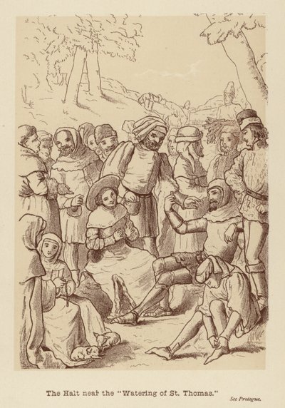 Przystanek w pobliżu "Wodopoju św. Tomasza" (litografia) autorstwa Edith Scannell