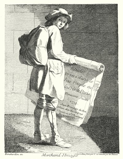 Sprzedawca zdjęć (grawerowanie) autorstwa Edmé (after) Bouchardon