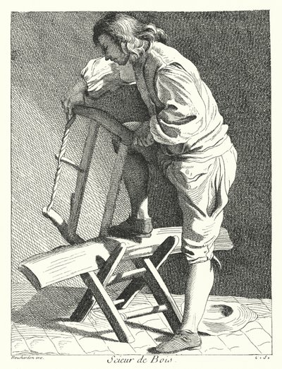 Drewno Sawyer (grawerowanie) autorstwa Edmé (after) Bouchardon
