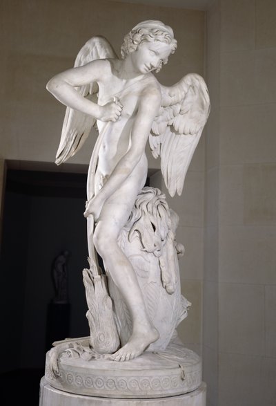 Kupidyn rzeźbi swój łuk z maczugi Herkulesa, 1747-50 (marmur) (patrz także 234450) autorstwa Edmé Bouchardon