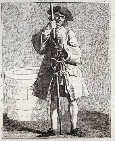 Czyściciel studni - Pepetit metier de Paris (Studia w Niższym Ludu, czyli Kryzys Paryski) - sztych Edme Bouchardona (1698-1762) autorstwa Edmé Bouchardon