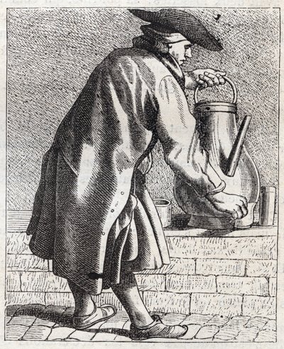 Handlarz kawą - Pepetit metier de Paris (Badania w Niższych Ludach, czyli Kryzys Paryski) - rycina Edme Bouchardon (1698-1762) autorstwa Edmé Bouchardon