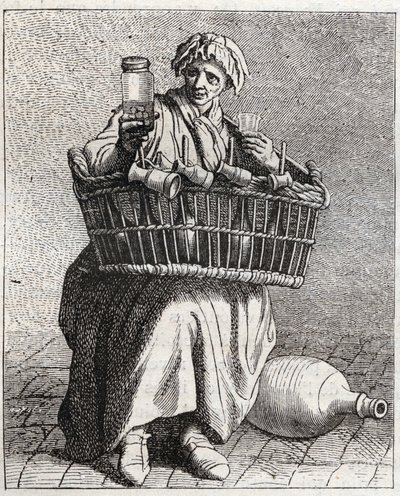 Kupiec koniaku - Pepetit metier de Paris (Badania w niższym Ludu, czyli Krys Paryski) - rycina Edme Bouchardona (1698-1762) autorstwa Edmé Bouchardon