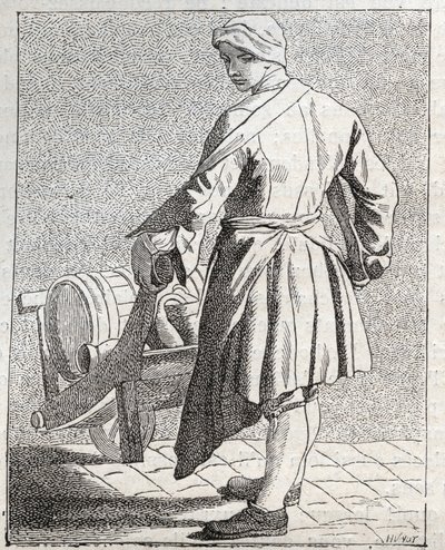 Handlarz octem - Pepetit metier de Paris (Studia wykonane w Niższych Ludach, czyli Kryzys Paryski) - rycina Edme Bouchardon (1698-1762) autorstwa Edmé Bouchardon