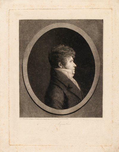 Portret dyrygenta i kompozytora Gaspare Spontini 1774-1851. autorstwa Edme Quenedey