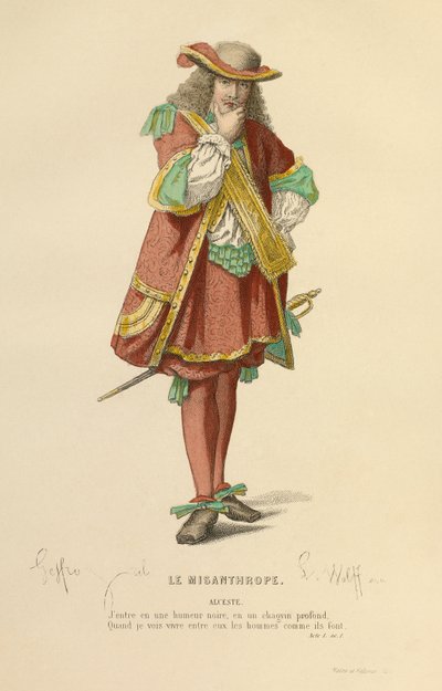 Kostium do roli Alceste, ok. 1868 r. (rycina) autorstwa Edmond Aime Florentin Geffroy