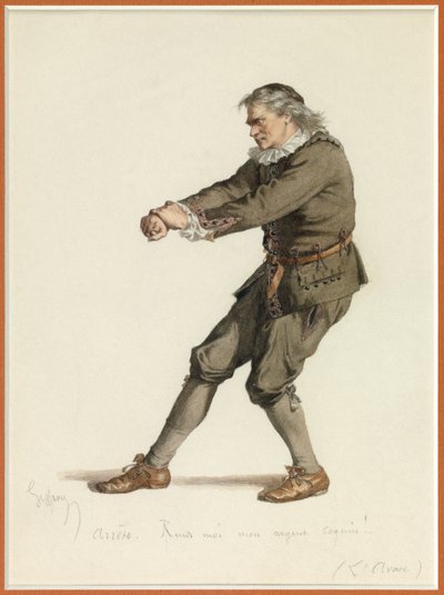 Portret Harpagona, ok. 1870 (akwarela) autorstwa Edmond Aime Florentin Geffroy