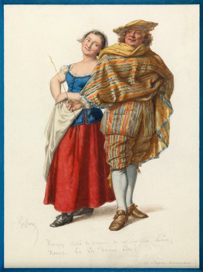 Portret Marinette i Grubego Rene, ok. 1870 r. (akwarela) autorstwa Edmond Aime Florentin Geffroy