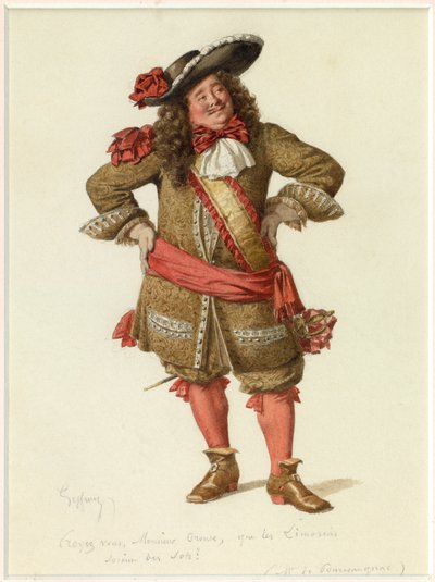 Portret Monsieur de Pourceaugnac, ok. 1870 (akwarela) autorstwa Edmond Aime Florentin Geffroy