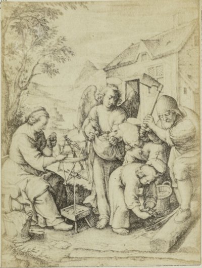 Fotoreprodukcja van de gravure Drzwiczki na wióry Hieronymus Wierix Żetony (tytuł na obiekcie) autorstwa Edmond Fierlants